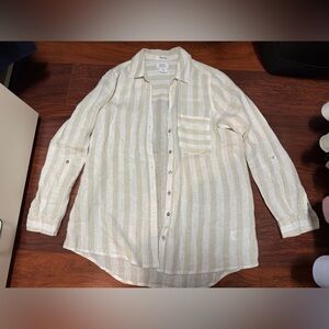 100% Beige Striped Shirt